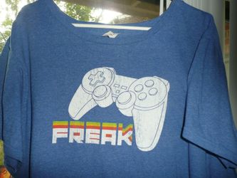 Control Freak Men's Graphic T-Shirt 2XL Blue Retro Gaming Controller PlayStation