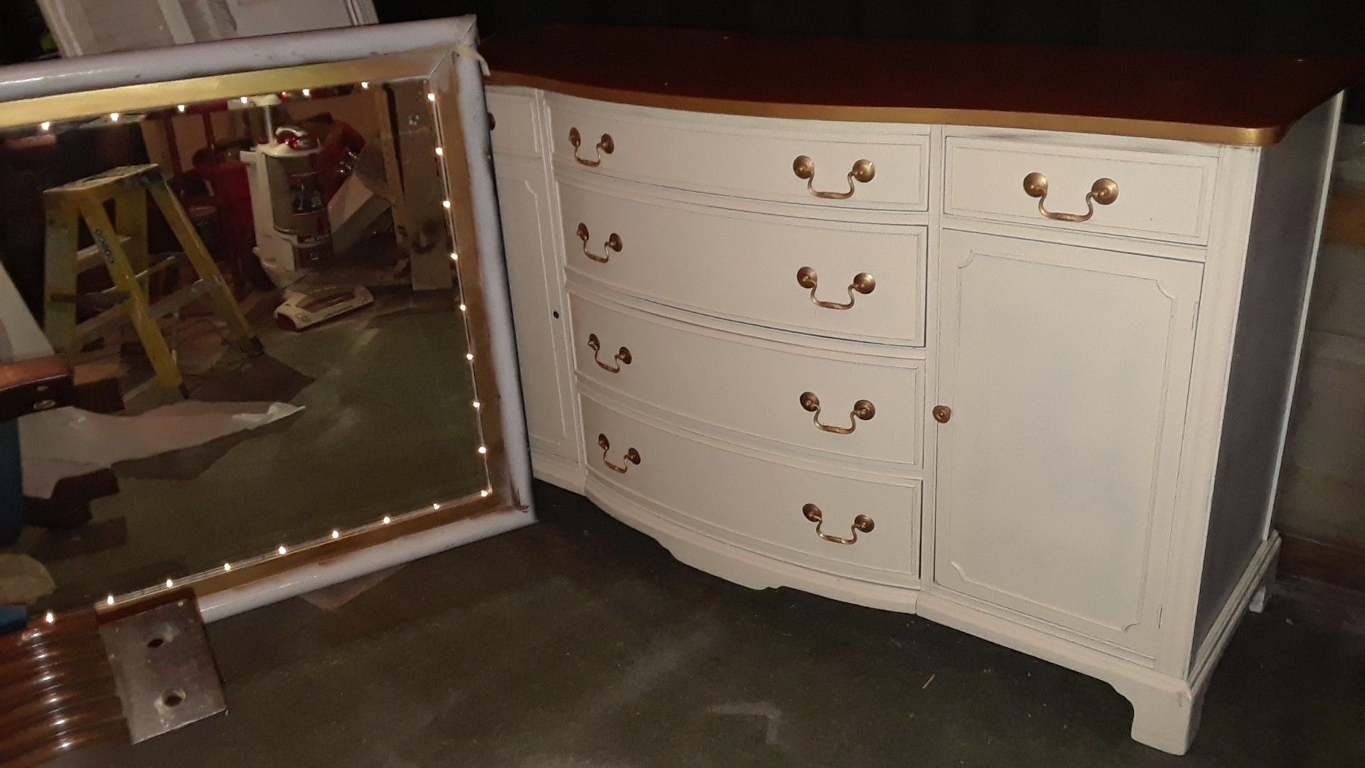 All Wood Dresser and Mirror w/Lights