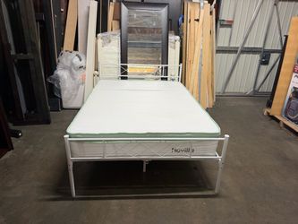 FULL White Metal Bed Frame with Novilla Mattress