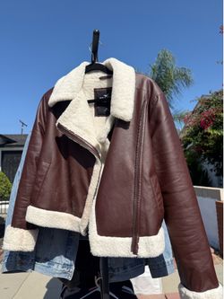 Hollister brown faux fur jacket