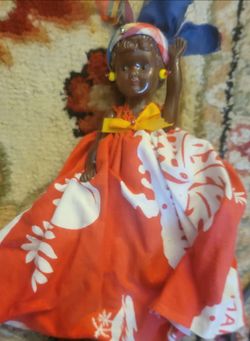 Vintage Martinique Ethnic Souvenir Doll Head Scarf