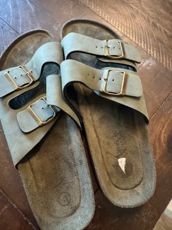 Men’s Olive Green Double-Buckle Slide Sandals