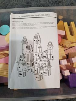 75 piece solid wood castle building blocks