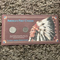 Indian head penny and Indian head Buffalo nickel