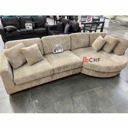 Camel Corduroy Living Room Sectional Sofa