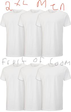 Fruit of the Loom Men's 2XL White T-Shirts (6)