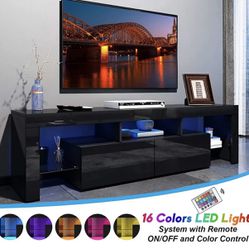 New Black Led Tv Stand 63 Inches Length Led Changing Color Lights 