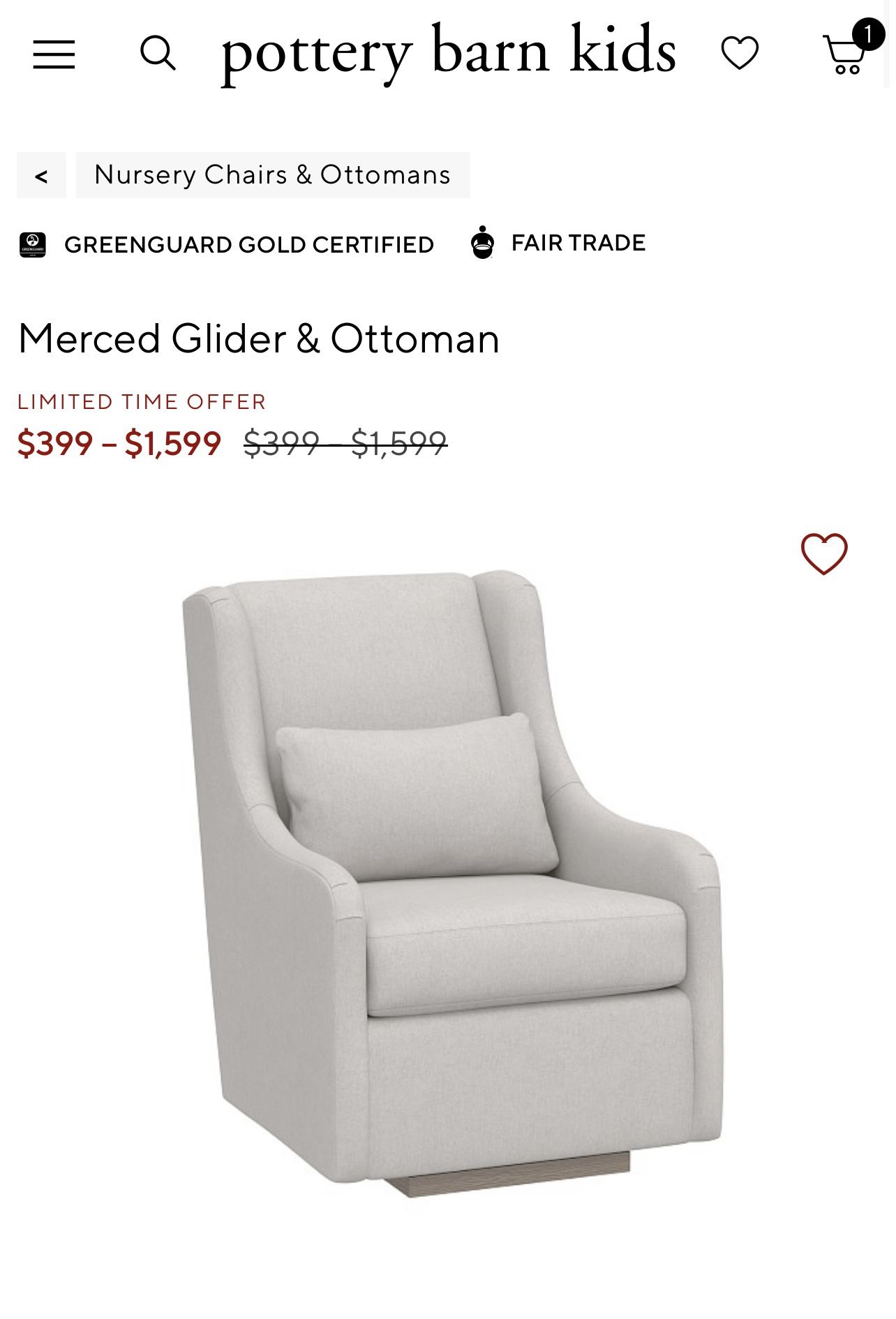 Pottery Barn Merced Glider for Sale in Brea CA OfferUp