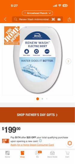 Renew Wash Antimicrobial Electric Plug-in Bidet Seat for Elongated Toilets with Low Profile Design in White
