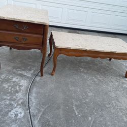 Marble Top Coffee Table And End Table