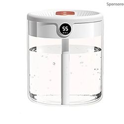 Humidifiers for Bedroom，2L Double Spray Humidifier, Large Capacity Household Silent, Bedroom Night Light (Color : White)