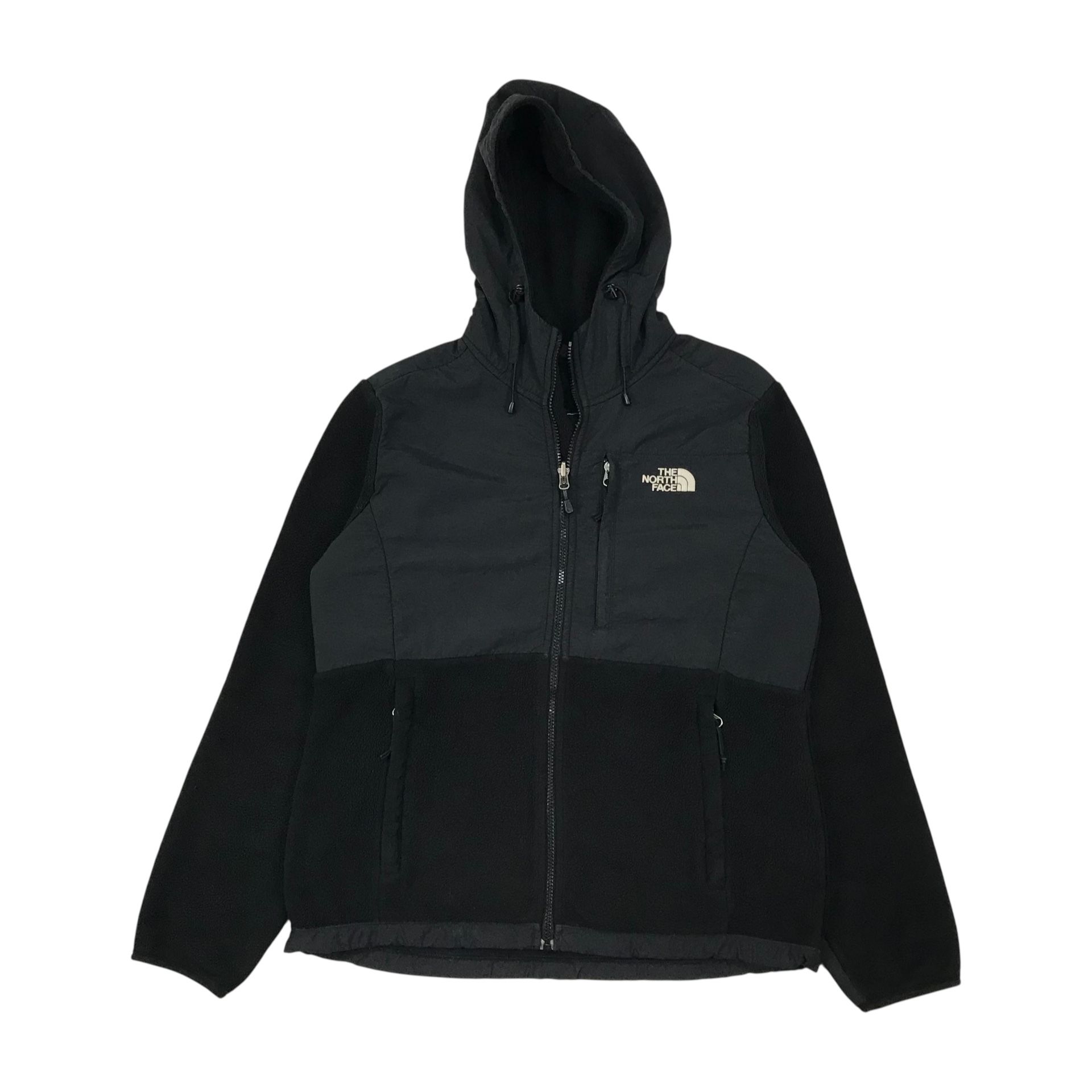THE NORTH FACE DENALI HOODIE MEDIUM M WOMENS BLACK JACKET FLEECE TNF FULL ZIP
