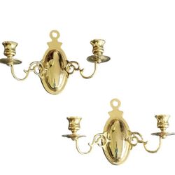 Vintage Georgian Style Cast Brass candle Holder Wall Sconce, a Pair