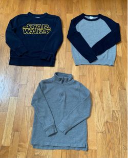 Boys 8 Gap Star Wars Sweatshirt, Crewcuts Sweater & Quarter-Zip Pullover Sweatshirt Bundle, Like New