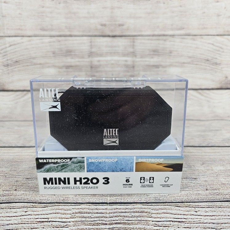 Altec Lansing Mini H20 3 Rugged Bluetooth Speaker- Black (Brand New Sealed)