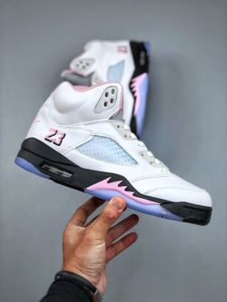 Air Jordan 5 White Pink Black Sneakers