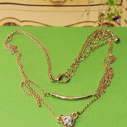 #1902 VINTAGE SIGNED, GOLD PLATED NECKLACE, 8"IN, 
