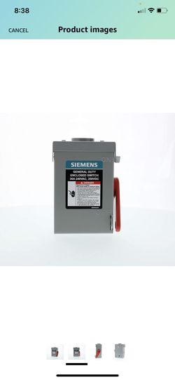 SIEMENS 30A 240V 250 Vdc General Duty Safety Switch Outdoor, Non-Fusible, ANSI 61 Grey