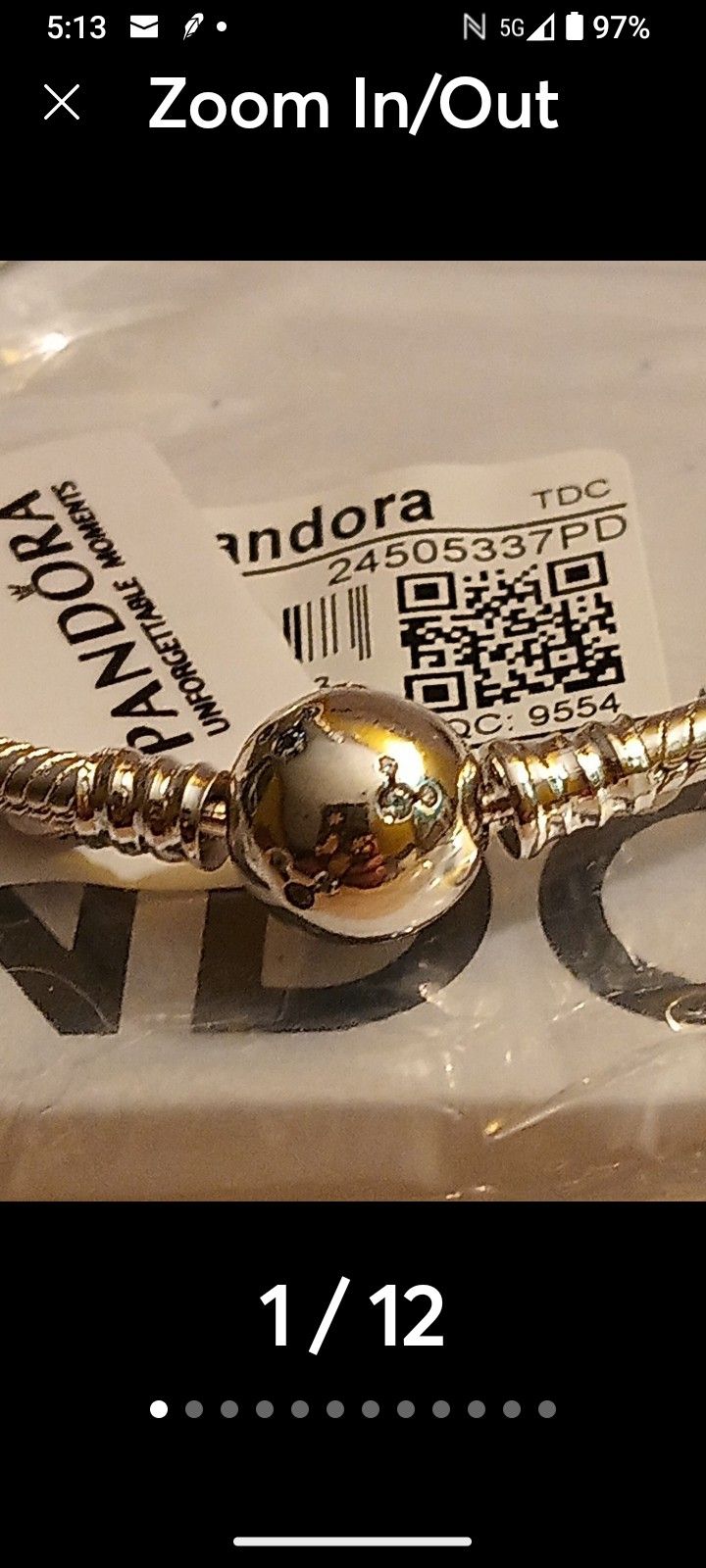 Pandora Disney Authentic Brand New Sterling Silver Mickey Mouse Sparkling 7.5 & 7.8 Inch Bracelet