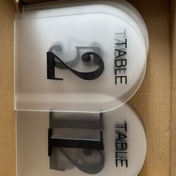 15 Table Numbers Frosted Acrylic Sign With Wooden Stand Holder For Wedding