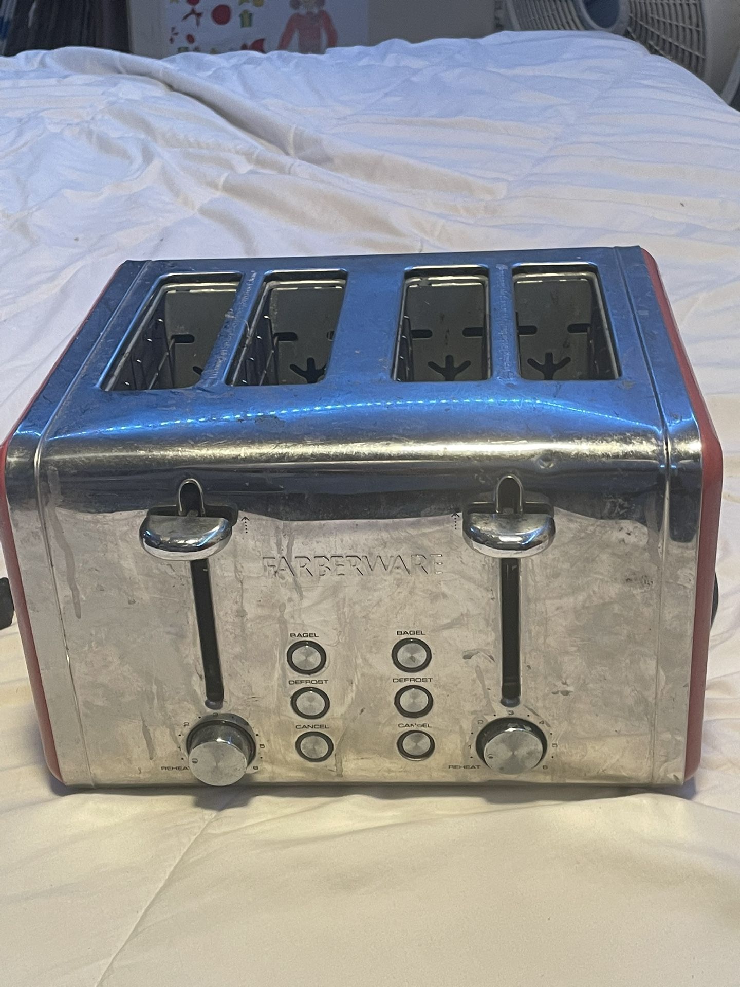Farberware 4-Slice Toaster Stainless Steel Broken & For Parts