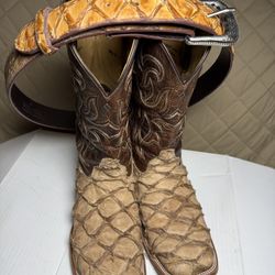 CODY JAMES Piraruco Fish BOOTS With Matching BELT