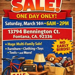 Huge Multi-Family Garage Sale – Furniture, Tools, Toys & More – One Day Only 