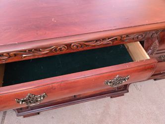 Cherry wood carved hutch  and buffet