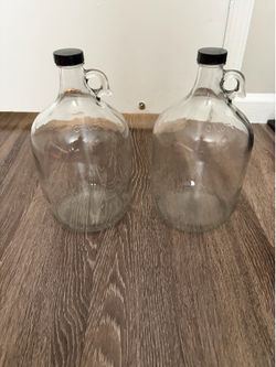 2 glass 1 gallon containers with lid