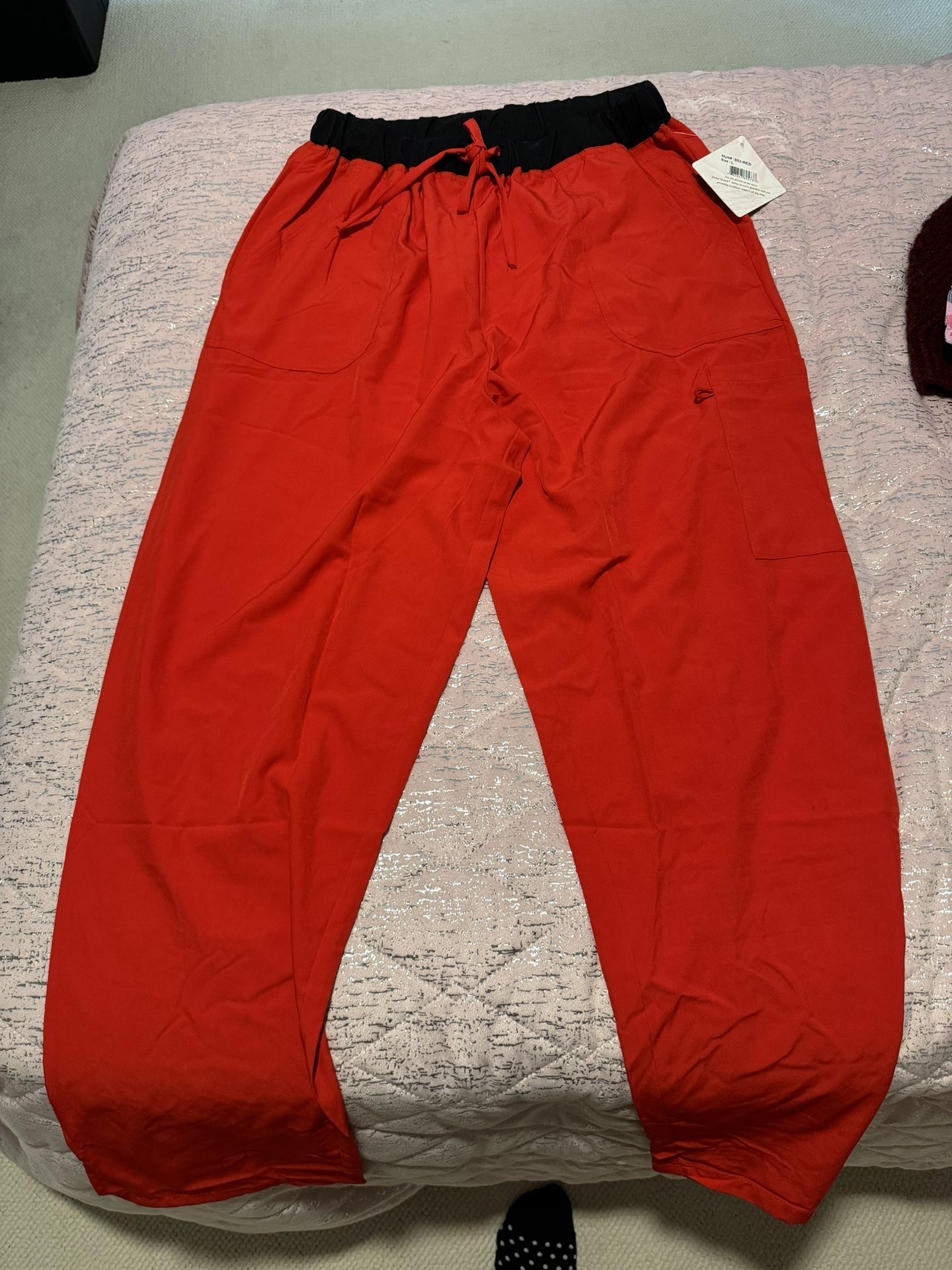 Womens Red Divine Stretch Large Scrub Pants Bottom