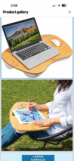 LAPGEAR Extra Large Bamboo Lap Desk - Natural - Fits up to 17.3 Inch Laptops