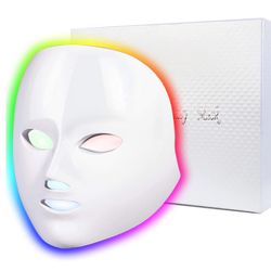 LOUDYKACA Face mask light therapy, red face light therapy, 7-1 colors LED facial skin care mask
