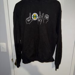 CROSS COLOURS Love Sign Language  Hoodie Sweatshirt Missing Person Tag Size M