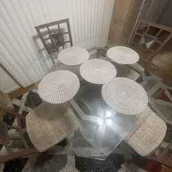 Glass Table Chair And Rug