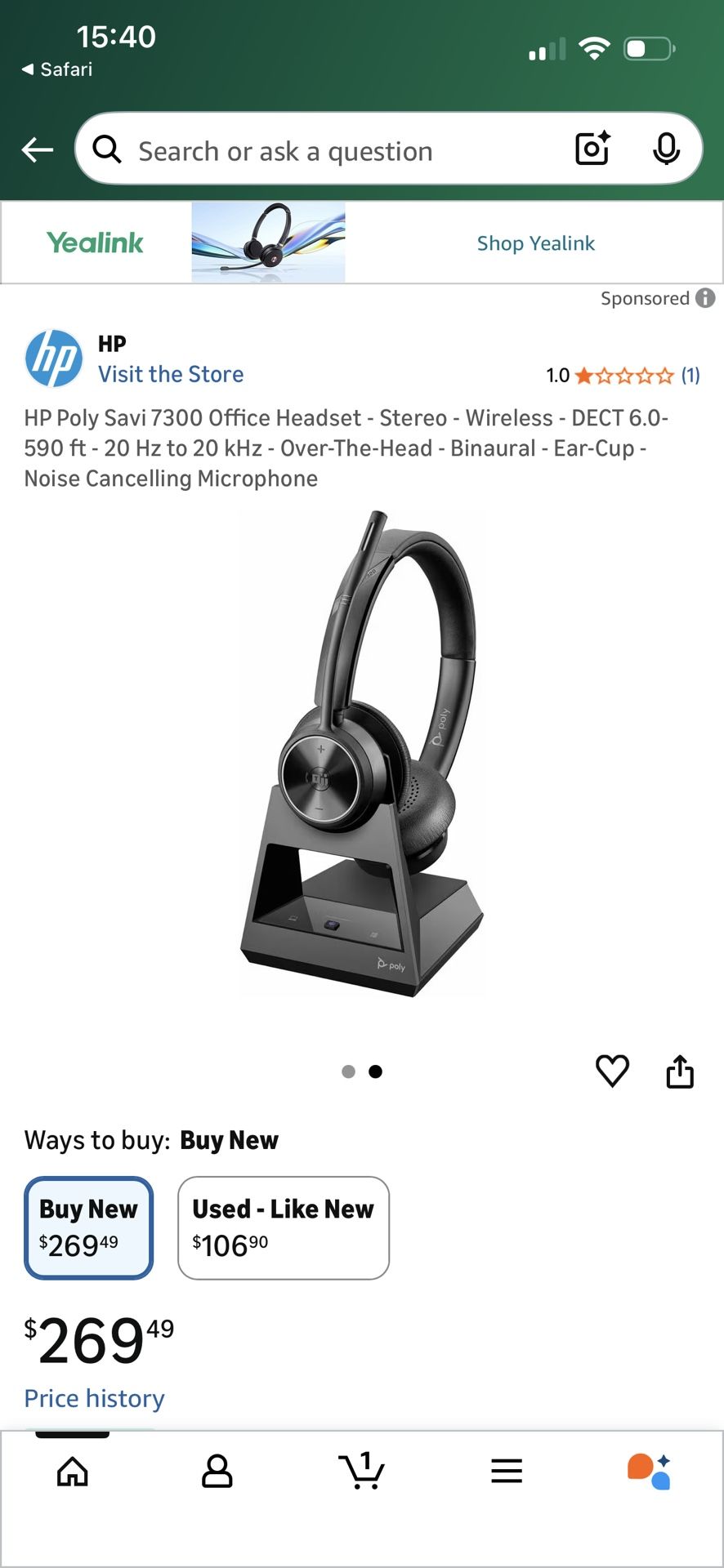 HP Poly Savi 7300 Wireless Headset