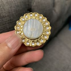 Big Size Adjustable Ring In Thappa Kundan 