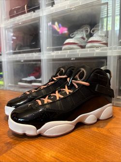 Air Jordan 6 Rings GS Black Rust Pink 323419-068 Basketball Shoes Sz 7Y/8.5W N