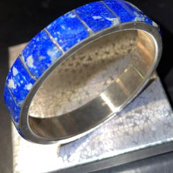 950 Silver Bangle Bracelet With Lapis Inlay, Excellent Condition, Google It  for price comparison