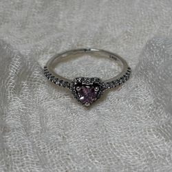 925 Sterling Silver heart ring with pink gemstone #heart #gemstone Size 7