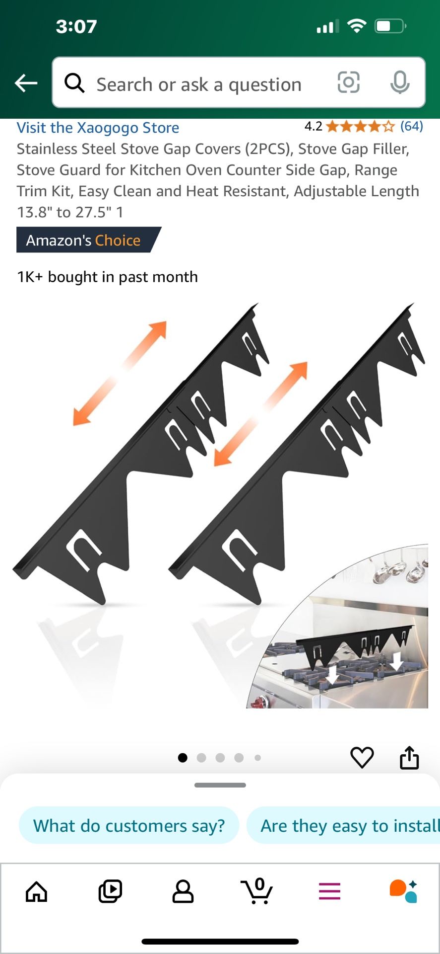 Stainless steel stove gap covers