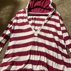 Faded Glory Red And White Stripped Hoodie Size XL