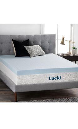 LUCID 4 Inch Gel Memory Foam Mattress Topper-Ventilated Design-Ultra Plush-Twin XL