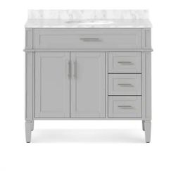 36" Bathroom Vanity With Carrara Marble Top 