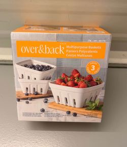 Over&Back 3-Piece Ceramic Multipurpose Berry Baskets Set - Brand New In Box
