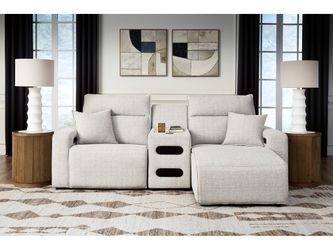Modmax II Stone 3-Piece Power Reclining Sectional w/ Chaise and Audio Console (Online Special Price)