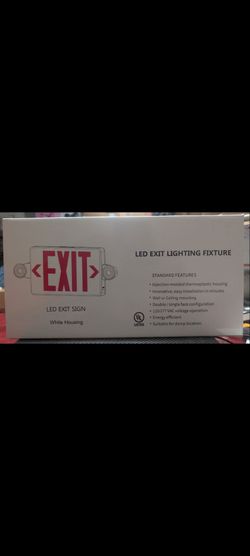 LED Exit Sign White Housing with Emergency Lights