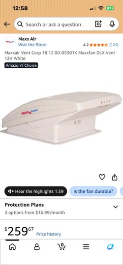 Maxxfan deluxe RV vent fan