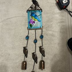 Blue Bird Stain Glass Wind Chime 