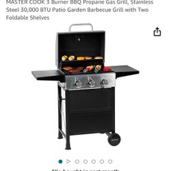 MASTER COOK 3 Burner BBQ Propane Gas Grill 