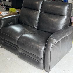 Brown Leather Reclining Loveseat 